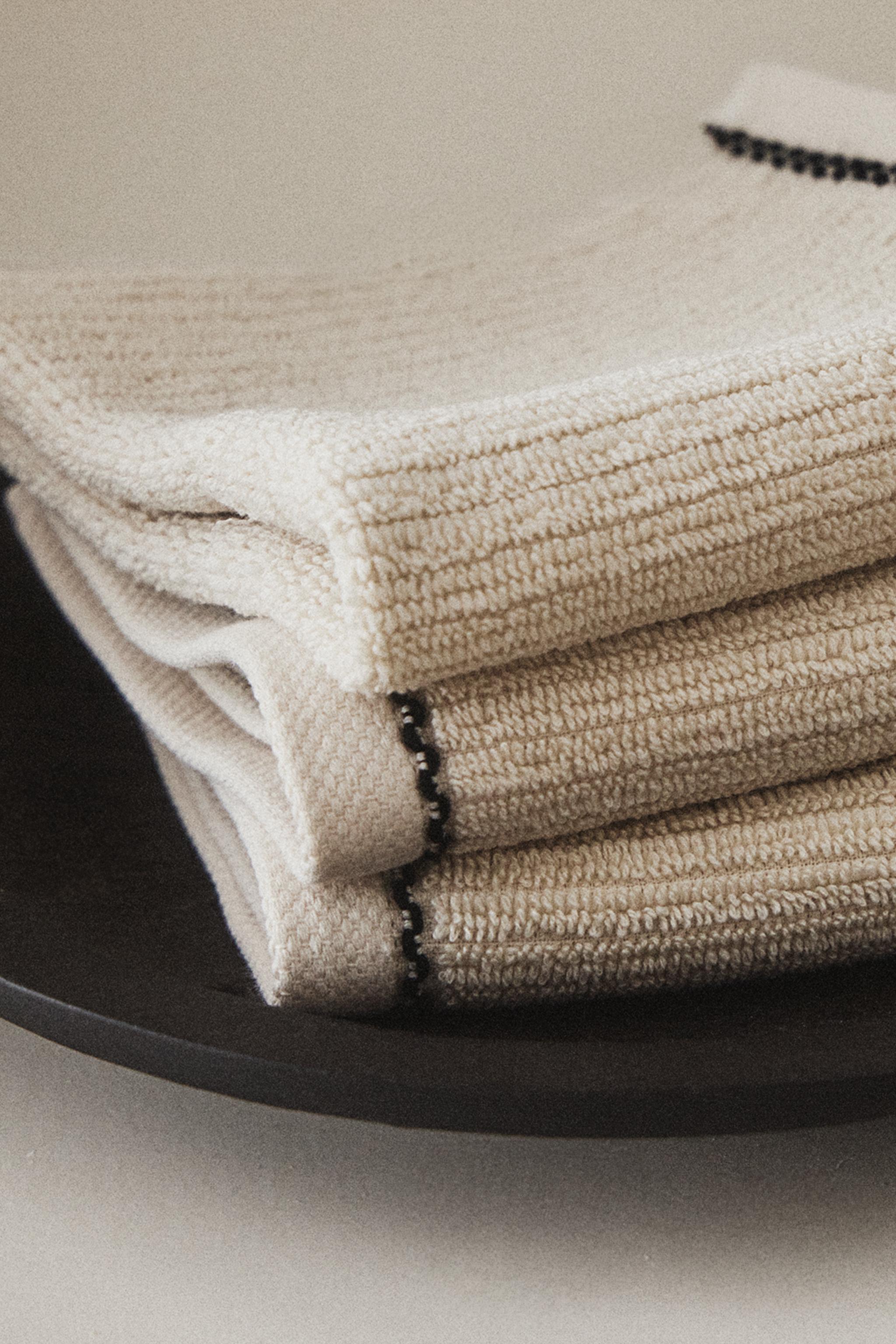 RIB-KNIT HAND TOWEL WITH TOPSTITCHING (PACK OF 3)